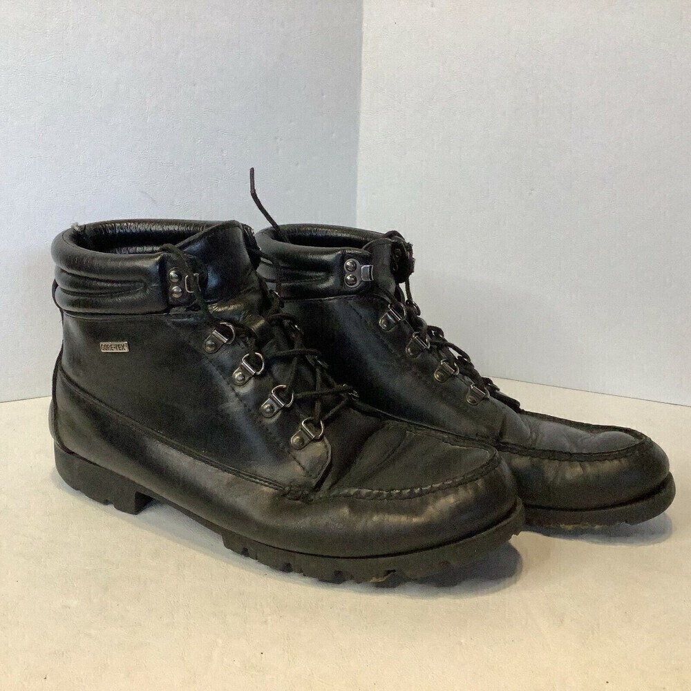 Men's HH Brown Leather Boots Black Gore Tex #B32812 Size 12 M Hand Crafted Korea
